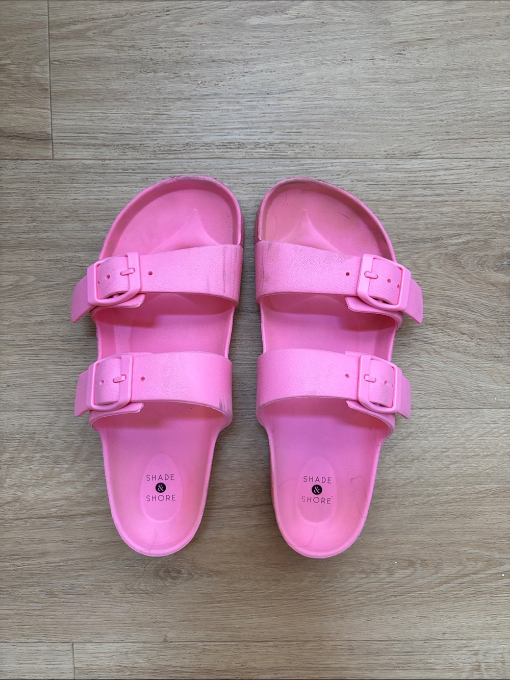 Shade & Shore Kids Bubblegum Pink Double Buckle Slides